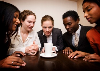 They all want this cup of coffee. They all want this cup of coffee.