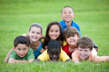 A dogpile of kids. A dogpile of kids.