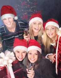 Jubilant people celebrating Christmas. Jubilant people celebrating Christmas.