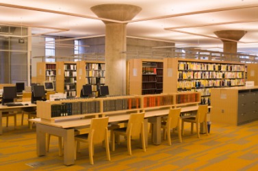 The interior of a public library. The interior of a public library.