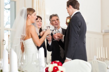 A couple celebrate their marriage. A couple celebrate their marriage.