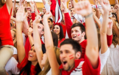 Noisy football fans. Noisy football fans.