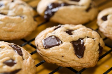 Big chunks of chocolate in a cookie. Big chunks of chocolate in a cookie.