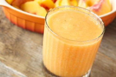 This peach smoothie is a food drink. This peach smoothie is a food drink.