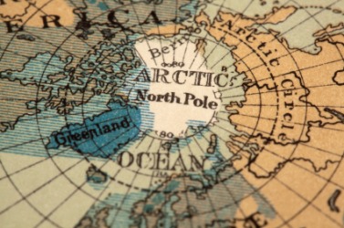 The North Pole on a globe The North Pole on a globe