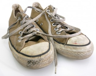A pair of old tennies. A pair of old tennies.