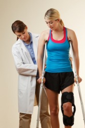 A woman getting up and about after her accident. A woman getting up and about after her accident.