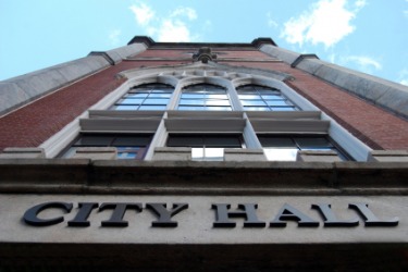 The office of the mayor is usually in city hall. The office of the mayor is usually in city hall.