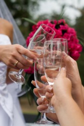 Mazel tov is what would be said at a Jewish wedding. Mazel tov is what would be said at a Jewish wedding.
