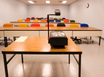 An overhead projector in a classroom. An overhead projector in a classroom.