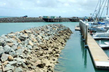 A breakwall at a marina. A breakwall at a marina.