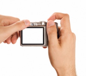 A compact camera. A compact camera.