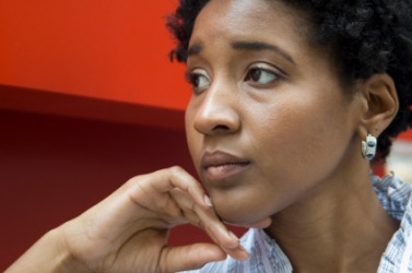 A woman fretting about something. A woman fretting about something.