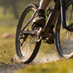 Pedaling a bicycle is an example of kinetic action. Pedaling a bicycle is an example of kinetic action.