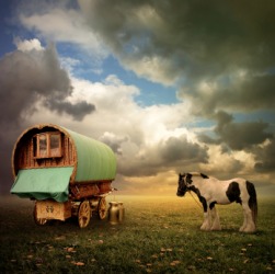 Gypsies are a nomadic people. Gypsies are a nomadic people.