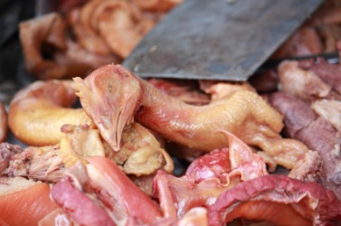 Piles of chicken offal. Piles of chicken offal.