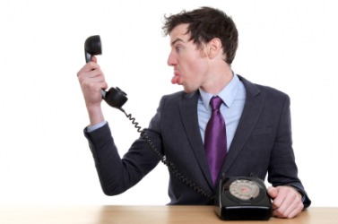 Something was said on the phone to offend this man. Something was said on the phone to offend this man.