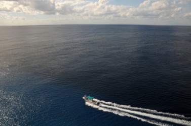 A boat on the open sea. A boat on the open sea.