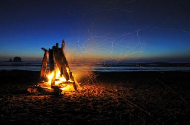 Heat and light radiate from this campfire. Heat and light radiate from this campfire.