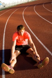 A runner suffers defeat. A runner suffers defeat.