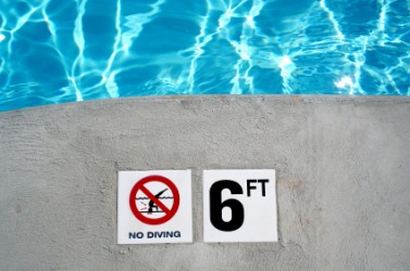 The depth of this pool is six feet. The depth of this pool is six feet.