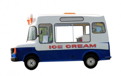 This food truck sells ice cream. This food truck sells ice cream.