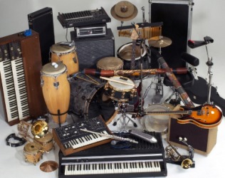 Many different musical instruments. Many different musical instruments.