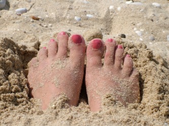 Toes in the sand. Toes in the sand.