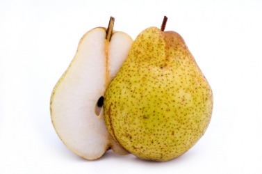 This pear has been bisected. This pear has been bisected.