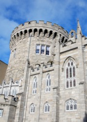 The battlement atop a castle tower. The battlement atop a castle tower.