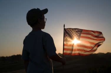 A patriotic little boy. A patriotic little boy.