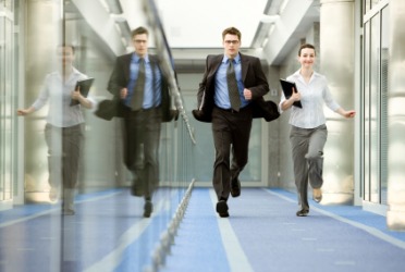 Quickly is an adverb describing how they are running. Quickly is an adverb describing how they are running.