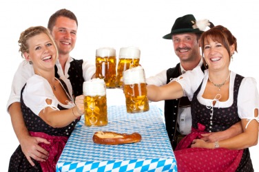 A group celebrates their German heritage. A group celebrates their German heritage.