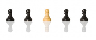 The white pawn is betwixt the black. The white pawn is betwixt the black.