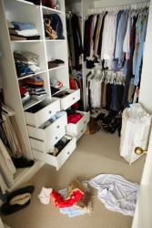 This closet is in disarray. This closet is in disarray.