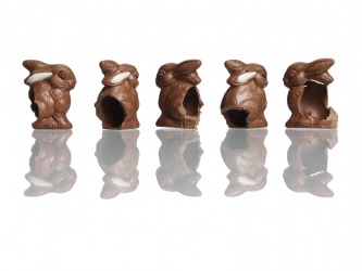 Hollow chocolate Easter bunnies. Hollow chocolate Easter bunnies.