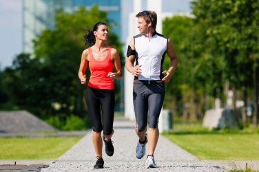 A couple out for a run. A couple out for a run.
