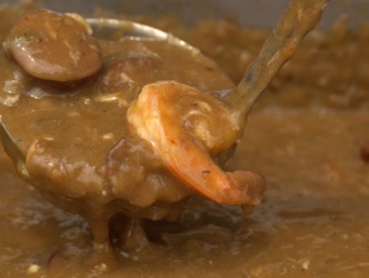 Shrimp in a thick roux. Shrimp in a thick roux.
