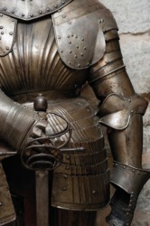 Medieval knights dressed in full panoply while in battle. Medieval knights dressed in full panoply while in battle.