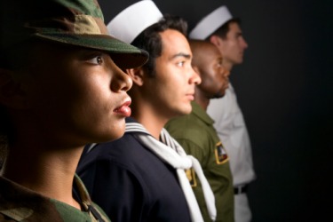 A group of patriots from various branches of the military. A group of patriots from various branches of the military.