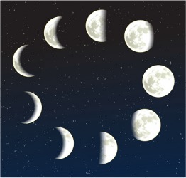 This illustration of the moon phases exhibits the periodicity of a full moon. This illustration of the moon phases exhibits the periodicity of a full moon.