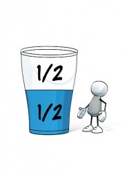 He sees the glass as half empty instead of half full because of his pessimism. He sees the glass as half empty instead of half full because of his pessimism.