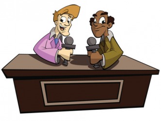 Commentators narrating an event play by play. Commentators narrating an event play by play.