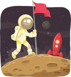 The astronaut plodded on the moon's surface. The astronaut plodded on the moon's surface.