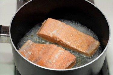 Poaching salmon Poaching salmon