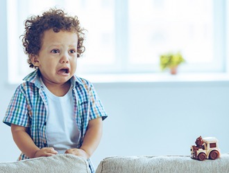 Bradley started to sob when his parents left him with the new babysitter. Bradley started to sob when his parents left him with the new babysitter.