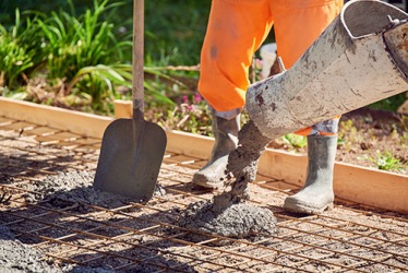 The concrete gets reinforced with rebar. The concrete gets reinforced with rebar.