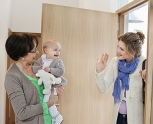 Amy reluctantly left Sylvia at the daycare even though she knew her daughter would be well cared for. Amy reluctantly left Sylvia at the daycare even though she knew her daughter would be well cared for.