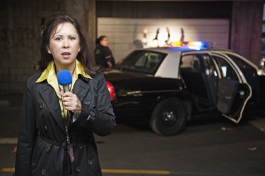 The news reporter was the first person on the scene to cover the breaking story. The news reporter was the first person on the scene to cover the breaking story.
