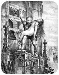 The Hunchback of Notre Dame did not go out in public and stayed in the cathedral where he lived because he did not want to repulse the citizens of Paris with his grotesque appearance. The Hunchback of Notre Dame did not go out in public and stayed in the cathedral where he lived because he did not want to repulse the citizens of Paris with his grotesque appearance.